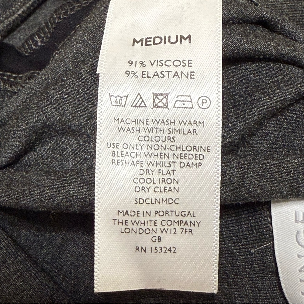 The White Company Side Stripe Lounge Leggings Size Medium Charcoal Black NWT - Picture 5 of 7